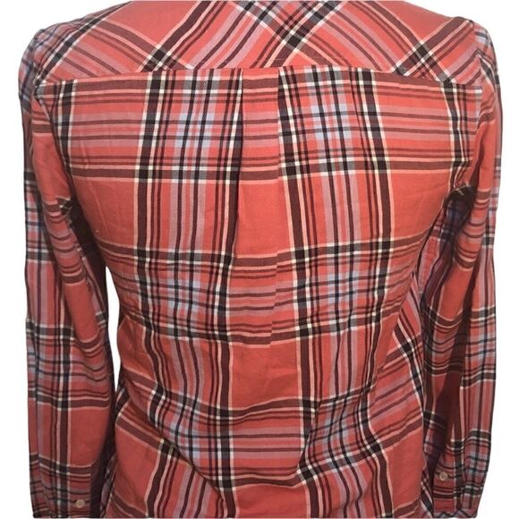 TALBOTS Mauve Orange Plaid  Botton Down Front Long Sleeves Shirt Size: Small - Picture 3 of 4